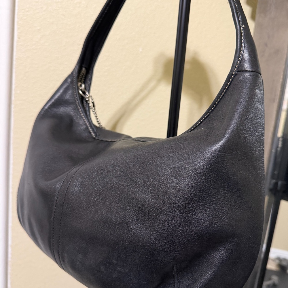 Vintage Coach Black Leather Hobo Bag with Silver Accent✨Priced to sell! - Picture 4 of 13